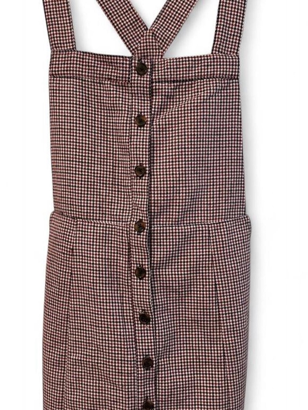 Forever 21 Burgundy & Black Houndstooth Button-Front Pinafore